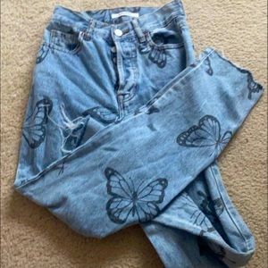 PacSun Eco Butterfly High Waisted Straight Leg Jeans waist size 22